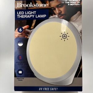 Brookstone LED Light Therapy Lamp UV Free Safe Portable 5 Brightness Levels